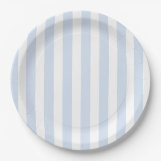 Assiettes En Carton Bandes de bonbons bleu pâle et blanc