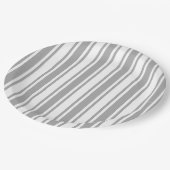 Assiettes En Carton Bandes de bonbons grises et blanches (Angle)