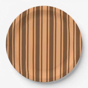 Assiettes En Carton Bandes de bonbons marron rétro des années 1970
