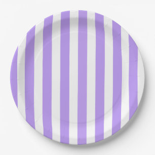 Assiettes En Carton Bandes de bonbons violettes et blanches