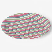 Assiettes En Carton Bandes de couleurs délicates (Angle)