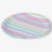 Assiettes En Carton Bandes de couleurs pastel (Angle)