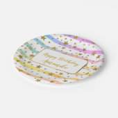 Assiettes En Carton Bandes de filles et étoiles personnalisées (Angle)