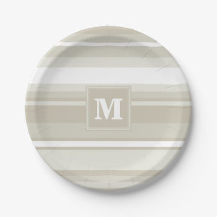 Assiettes En Carton Bandes de grès monogramme