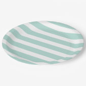 Assiettes En Carton Bandes de menthe et de blanc (Angle)