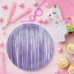 Assiettes En Carton Bandes de paillettes de glamour lavande violet fém