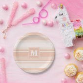 Assiettes En Carton Bandes de pêche monogramme (Fête)