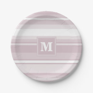 Assiettes En Carton Bandes de quartz roses monogrammes