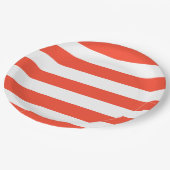 Assiettes En Carton Bandes de transats rouges et blancs (Angle)