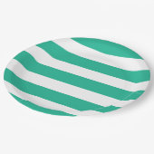 Assiettes En Carton Bandes de transats vert et blanc (Angle)