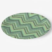 Assiettes En Carton Bandes de zigzag vert olive (Angle)
