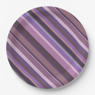 Assiettes En Carton Bandes diagonales mauves
