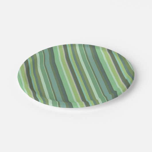 Assiettes En Carton Bandes diagonales vert olive (Angle)