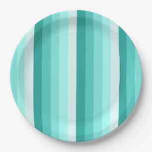 Assiettes En Carton Bandes d'ombre turquoise