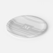 Assiettes En Carton Bandes gris clair monogrammes (Angle)