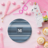 Assiettes En Carton Bandes gris monogramme (Fête)