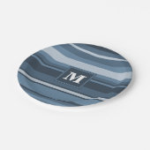 Assiettes En Carton Bandes gris monogramme (Angle)