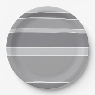 Assiettes En Carton Bandes grises