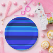 Assiettes En Carton Bandes horizontales bleues (Fête)