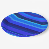 Assiettes En Carton Bandes horizontales bleues (Angle)