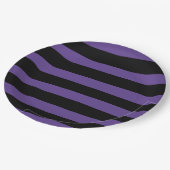 Assiettes En Carton Bandes inégales en violet et en noir (Angle)