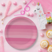 Assiettes En Carton Bandes inégales - Rose (Fête)