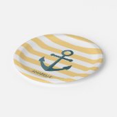 Assiettes En Carton Bandes jaunes et Ancre bleue (Angle)