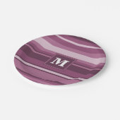 Assiettes En Carton Bandes mauve monogrammes (Angle)