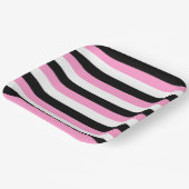Assiettes En Carton Bandes noires, blanches et roses (Angulaire)