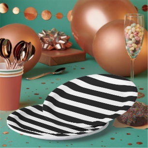 Assiettes En Carton Bandes noires et blanches