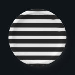 Assiettes En Carton Bandes noires et blanches Fête chic rayée<br><div class="desc">Customisez avec tout texte. Des éléments correspondants sont disponibles.</div>
