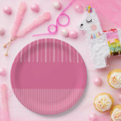 Assiettes En Carton Bandes Pop Couleur - Rose (Fête)