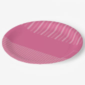 Assiettes En Carton Bandes Pop Couleur - Rose (Angle)