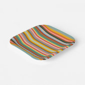 Assiettes En Carton Bandes rétro horizontales colorées (Angulaire)