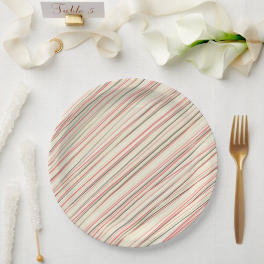 Assiettes En Carton Bandes roses (Mariage)