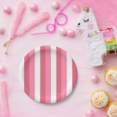 Assiettes En Carton Bandes roses (Fête)