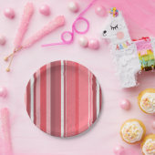 Assiettes En Carton Bandes roses (Fête)
