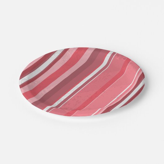 Assiettes En Carton Bandes roses (Angle)