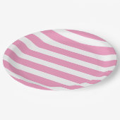 Assiettes En Carton Bandes roses et blanches (Angle)