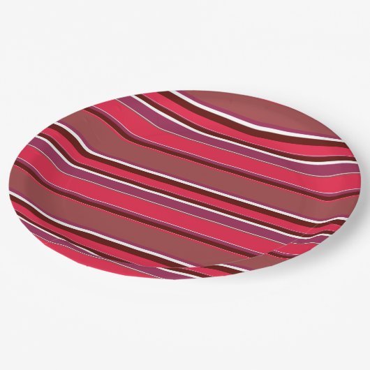 Assiettes En Carton Bandes rouges (Angle)