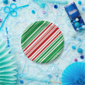 Assiettes En Carton Bandes rouges et vertes (Fête)