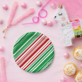 Assiettes En Carton Bandes rouges et vertes (Fête)