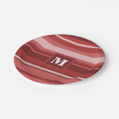Assiettes En Carton Bandes rouges monogrammes (Angle)