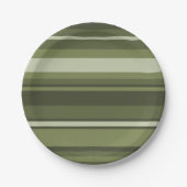 Assiettes En Carton Bandes vert olive (Devant)