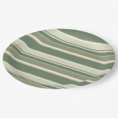 Assiettes En Carton Bandes vert olive (Angle)