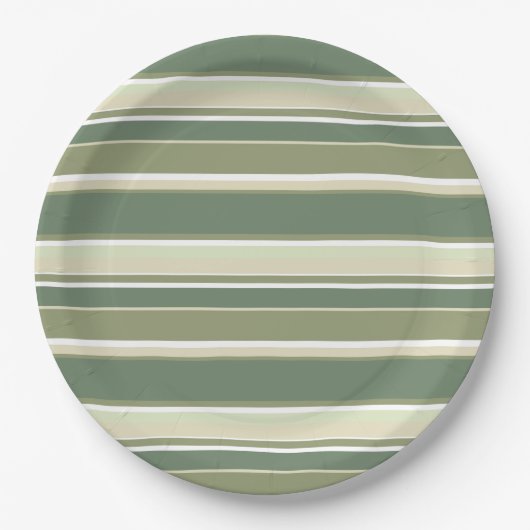 Assiettes En Carton Bandes vert olive (Devant)