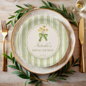 Assiettes En Carton Bandes vert sauge mariage personnalisé