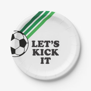 Assiettes En Carton Bandes Vertes de Football Anniversaire Kick It