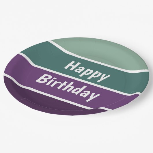 Assiettes En Carton Bandes Vertes Et Violettes (Angle)