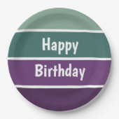 Assiettes En Carton Bandes Vertes Et Violettes (Devant)